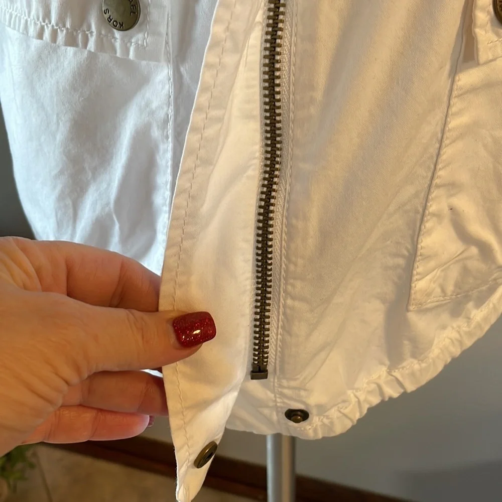 Michael Kors woman’s spring summer white 100% cotton jacket lightweight hood XS